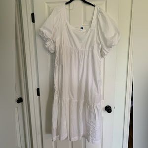 Target Fit & Flare Puff-Sleeve Cotton-Poplin Smocked All-Day Midi Dress: XXL